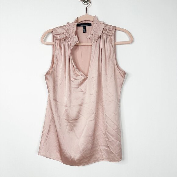 2/$30 White House Black Market Sleeveless Ruched Neck Shell Rose Smoke #A0102 - Picture 4 of 10